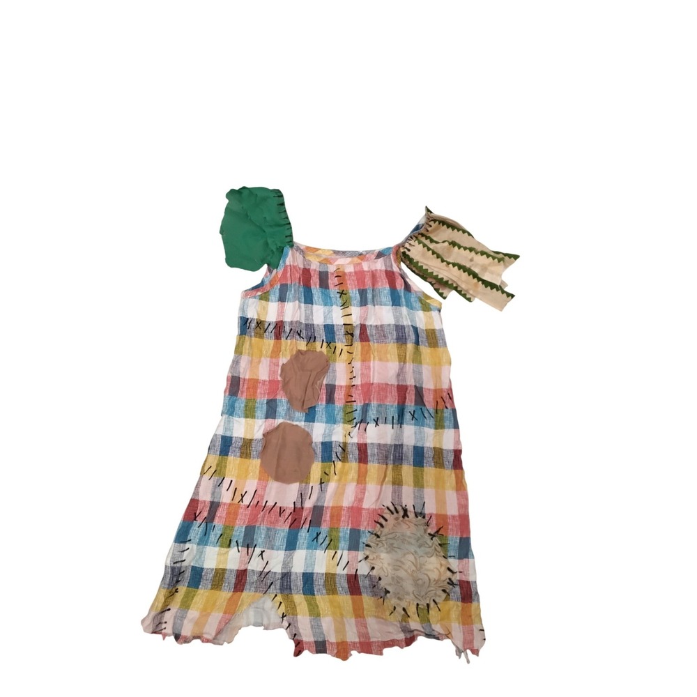 Handmade Ragdoll Costume Dress Kids Plaid Patchwork Halloween Dress‎ Up Multi